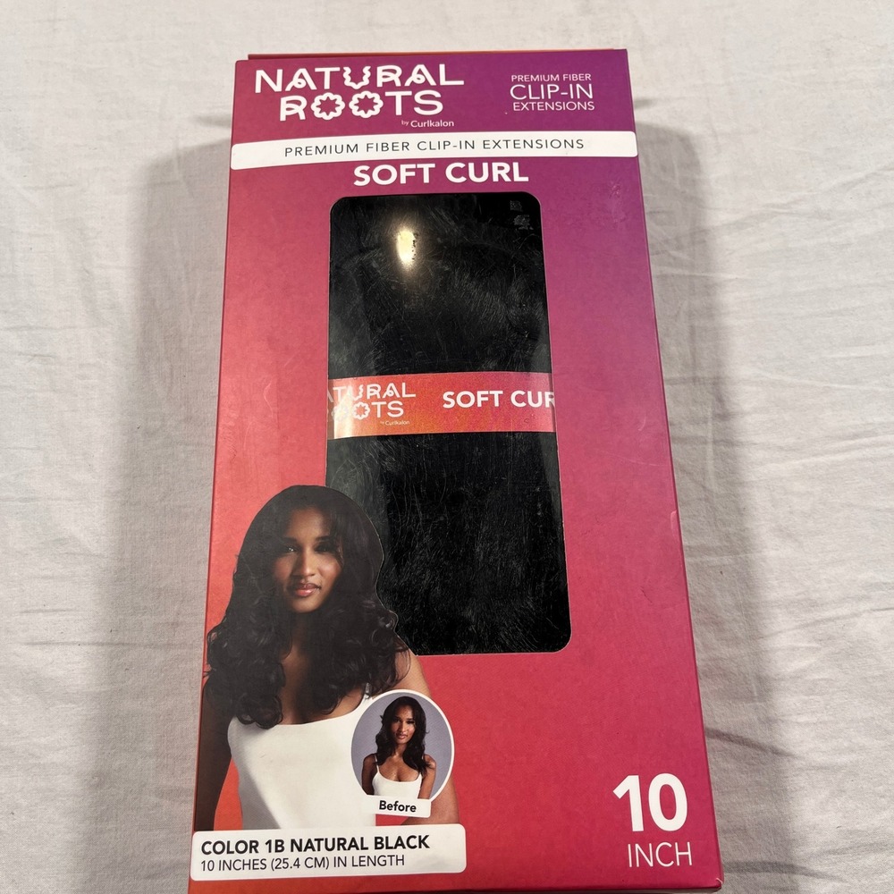 Natural Roots Clip-In Extensions Women 10" Natural Black NEW Soft Curl Synthetic
